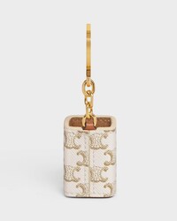 Miniature Perfume Holder Charm in Triomphe Canvas and calfskin - WHITE - TRIOMPHE CANVAS COLLECTION - 2 | CELINE