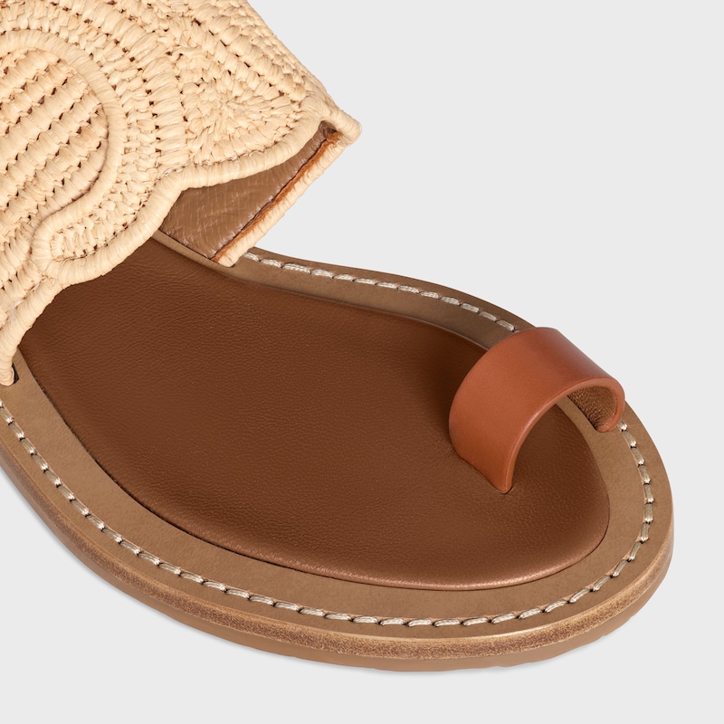 CELINE LYMPIA SANDAL IN RAFFIA AND CALFSKIN - NATURAL -  - 1 | CELINE