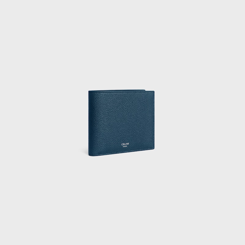 Bi-fold Wallet IN GRAINED CALFSKIN - TEAL BLUE - WALLETS - 1 | CELINE