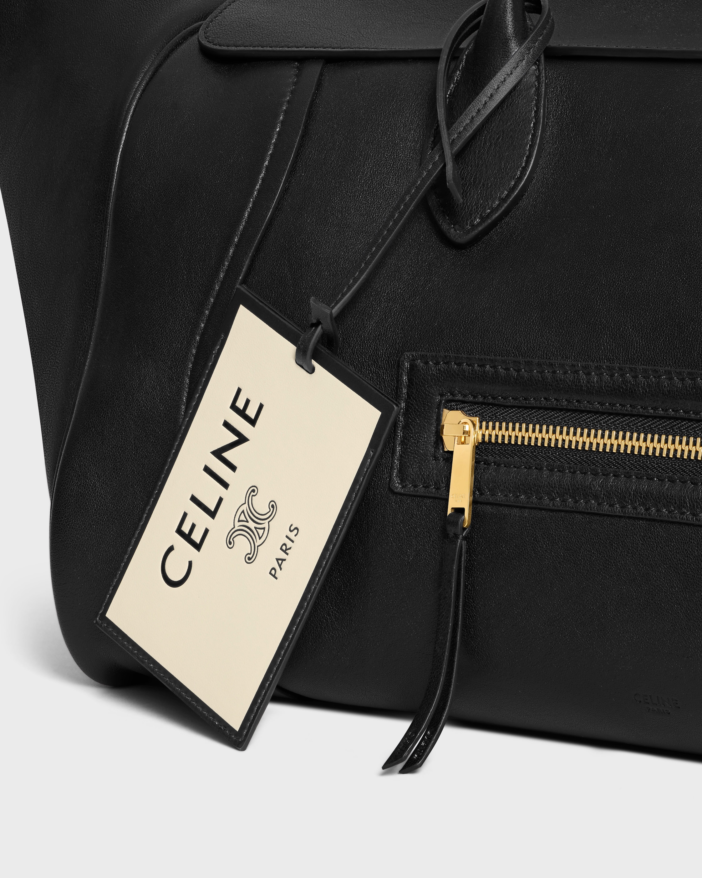 LUGGAGE TAG IN SMOOTH LAMBSKIN - BLACK / WHITE | CELINE