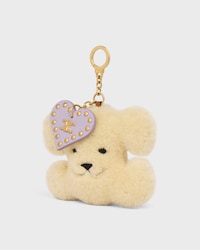 TRIOMPHE POM-POM CHARM IN Shearling and calfskin - NATURAL / MAUVE - CHARMS AND ACCESSORIES - 2 | CELINE
