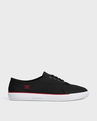 ALAN SNEAKER IN CANVAS AND SUEDE CALFSKIN - BLACK / RED -  - 1 | CELINE