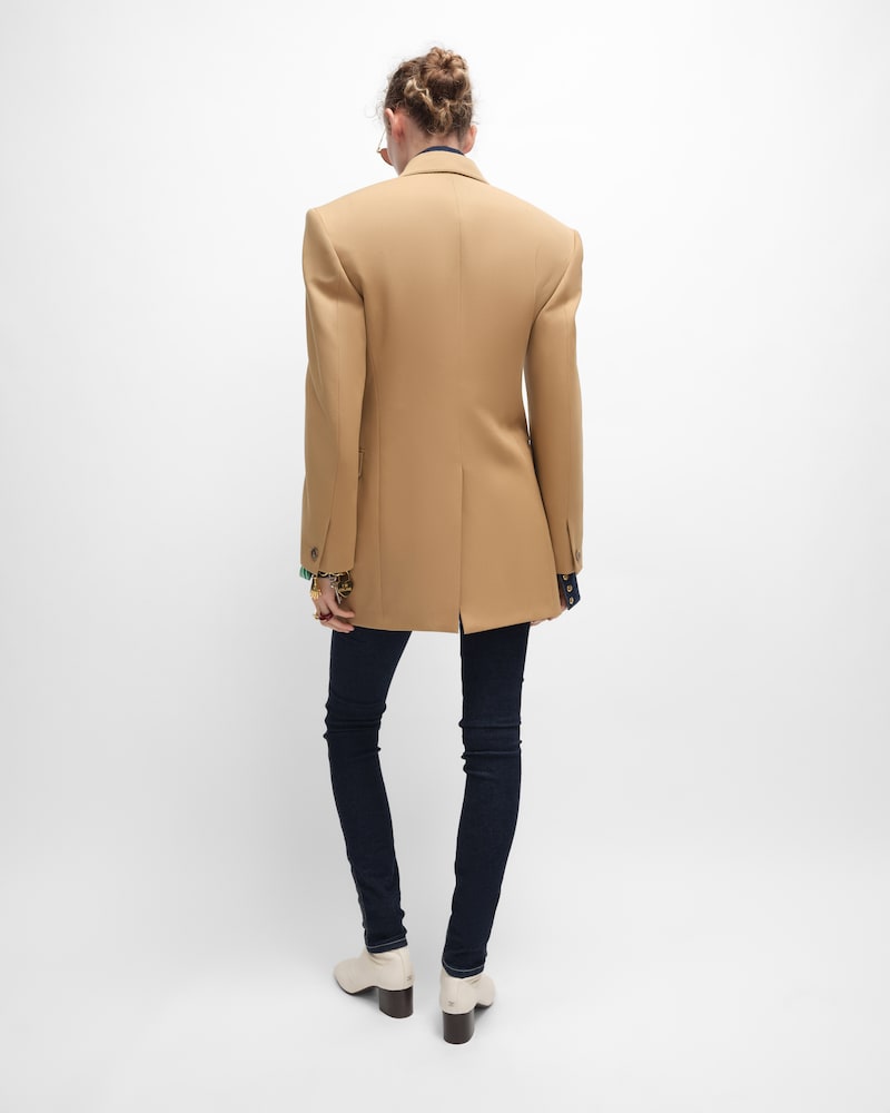 Giacca colonne in lana con trama diagonale - CARAMELLO -  - 1 | CELINE