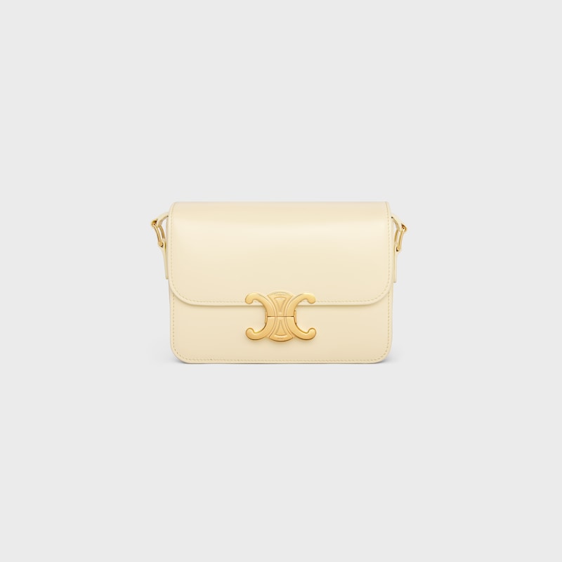 Bolso Teen Triomphe de piel de becerro brillante - SOFT YELLOW - TRIOMPHE - 1 | CELINE