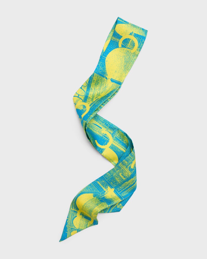 lavalliere IN silk twill - BLUE / YELLOW -  - 1 | CELINE