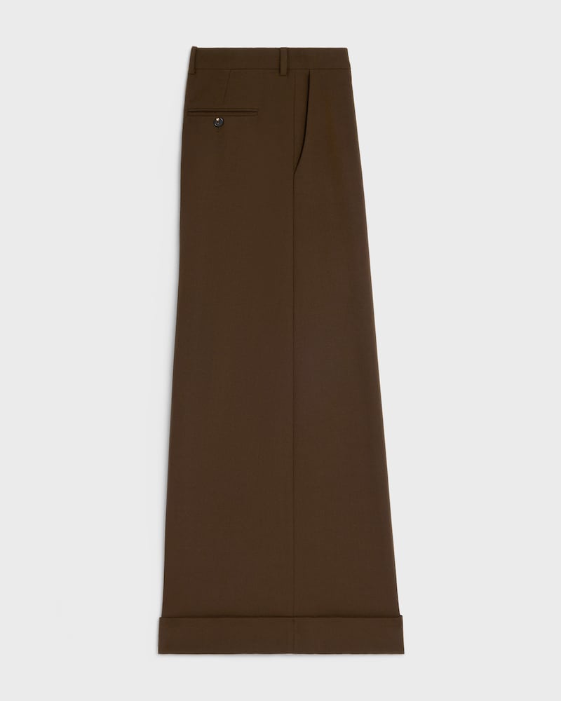 calças docks EM GABARDINE DE LÃ STRETCH - KAKI MARRON - 1 | CELINE