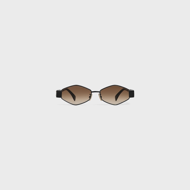 Triomphe Metal 02 sunglasses in Metal - Black / Gradient Brown -  - 1 | CELINE