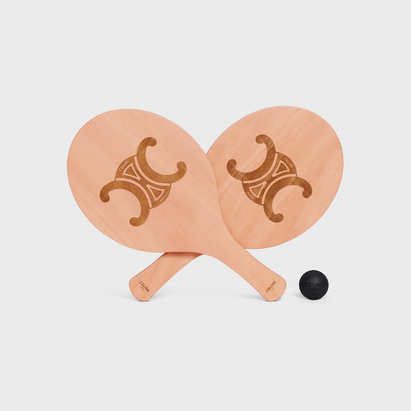 Beach rackets in wood and Calfskin - TAN - CELINE MAISON - 1 | CELINE