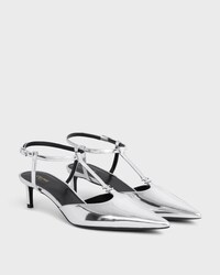 CELINE KITTEN ESCARPIN T-BAR EN Cuir de veau effet miroir - ARGENT -  - 2 | CELINE