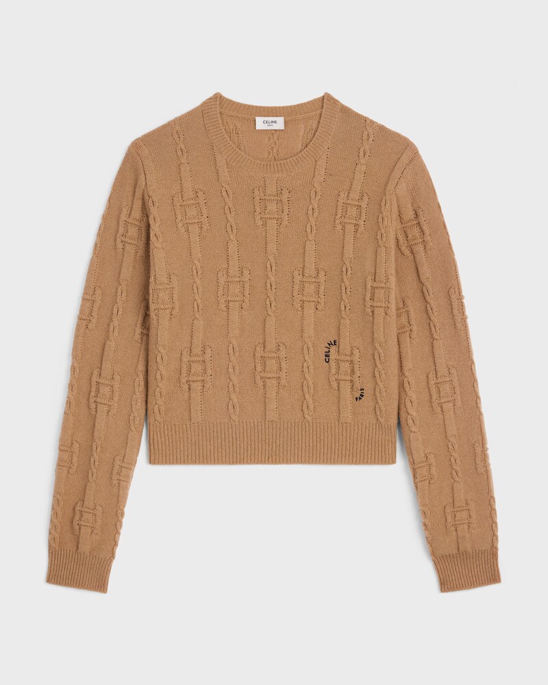 JERSEY CON CUELLO REDONDO DE CACHEMIRA CON CADENAS - CAMEL -  - 1 | CELINE