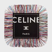 carré à franges twill soie - BLANC/NOIR -  - 1 | CELINE