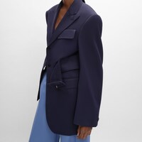 colonne jacket IN GRAIN DE POUDRE WOOL - NAVY -  - 2 | CELINE