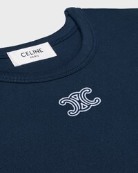 t-shirt triomphe jersey coton côtelé - NAVY/OFF WHITE -  - 2 | CELINE