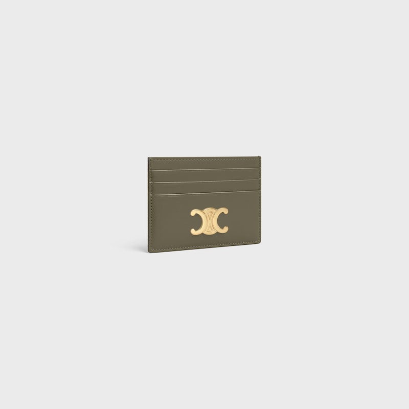 CARD HOLDER TRIOMPHE IN Shiny calfskin - GOLDEN KHAKI - CARD HOLDERS - 1 | CELINE