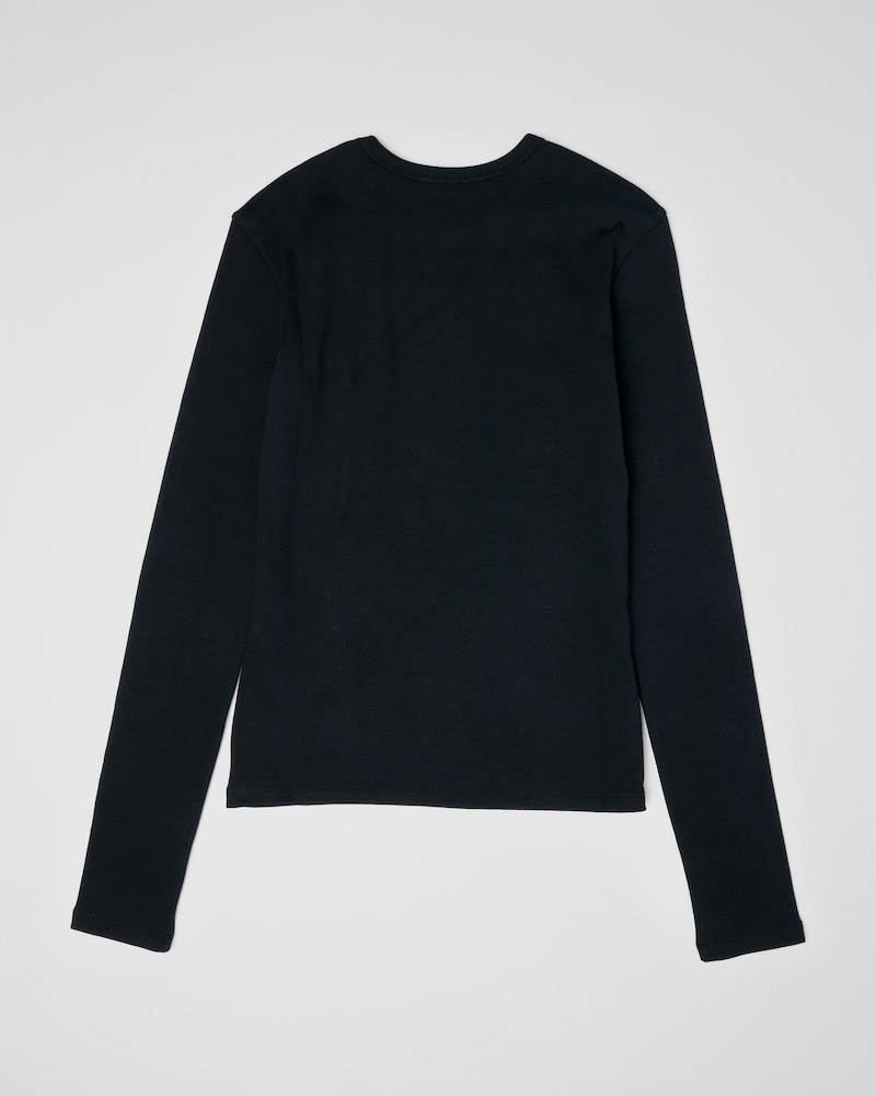 ロングスリーブ Tシャツ / リブ編みコットンジャージー - ブラック / ホワイト -  - 1 | CELINE