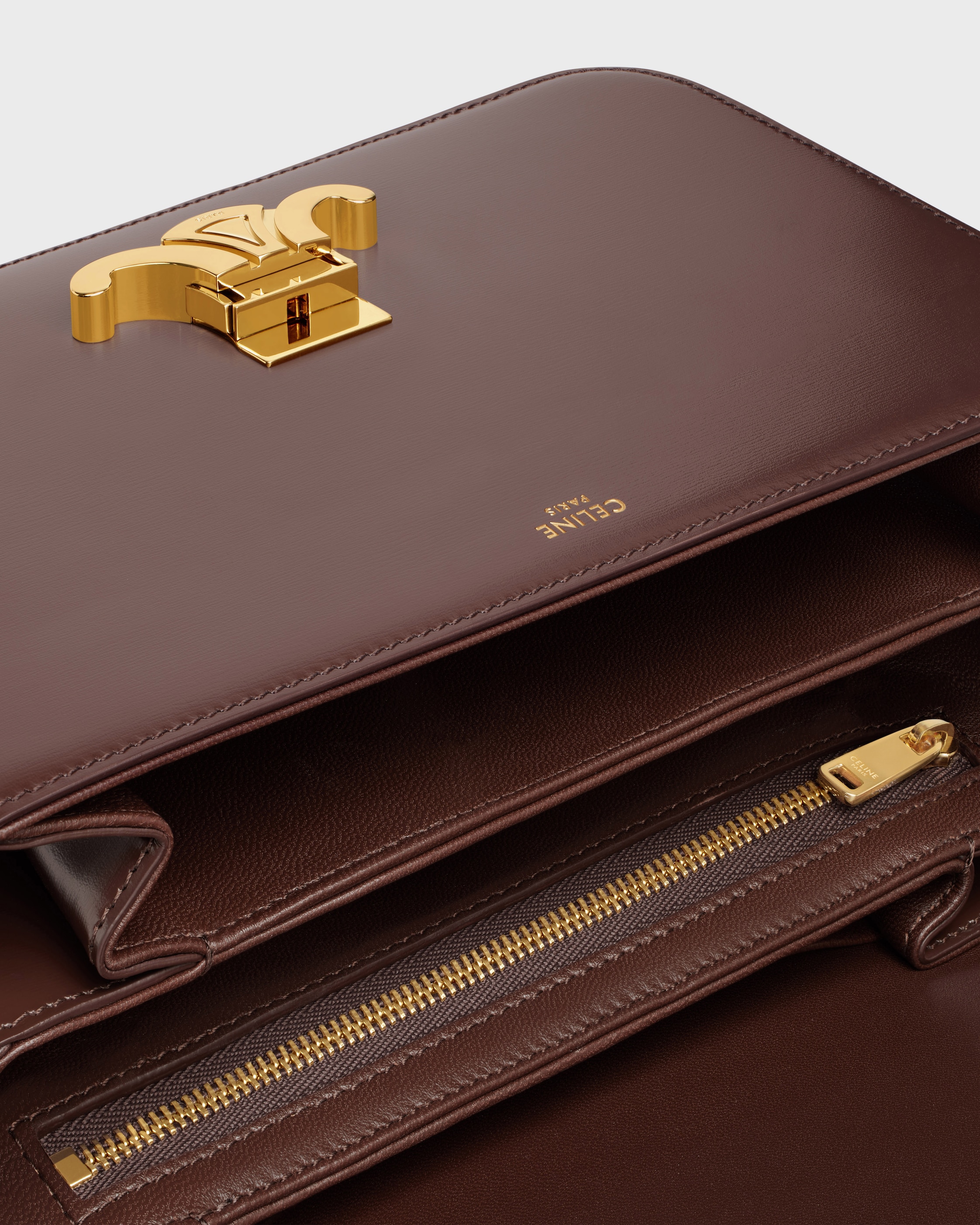 CLASSIQUE TRIOMPHE BAG IN SHINY CALFSKIN - CHESTNUT | CELINE