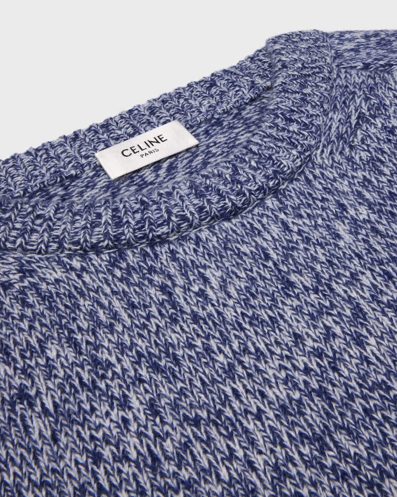 crewneck sweater IN WOOL AND CASHMERE - BLUE/WHITE -  - 1 | CELINE