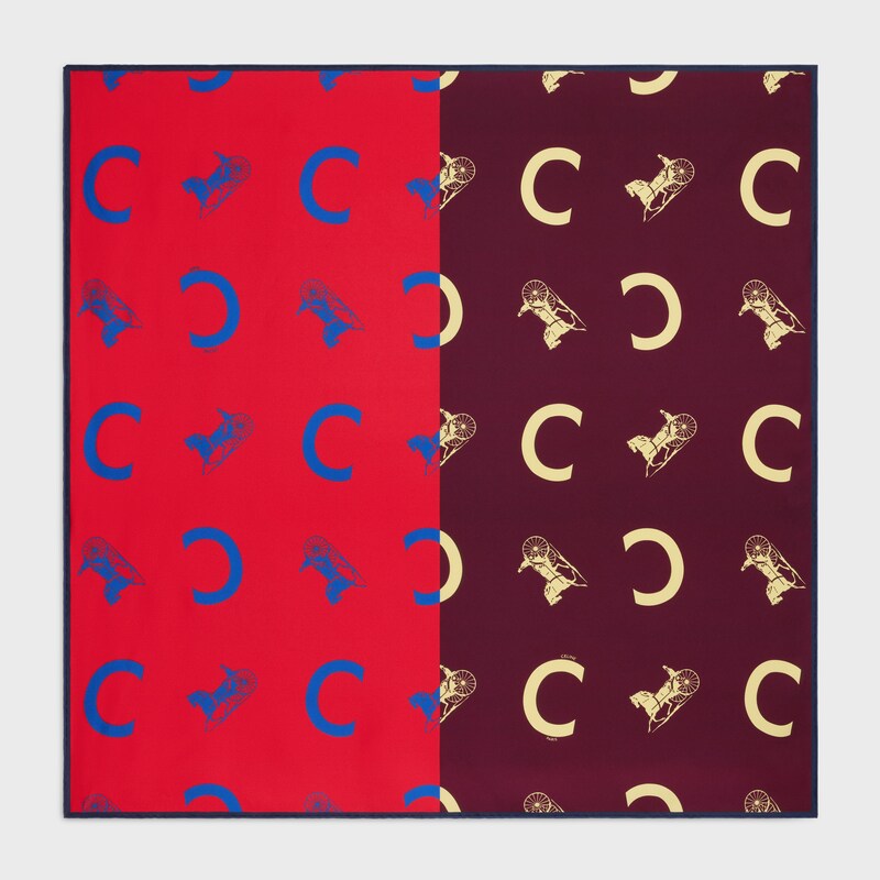 桑蠶絲斜紋布方巾 - 狐紅色/棕色 -  - 1 | CELINE