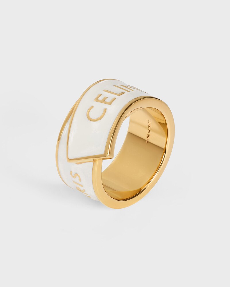 CELINE RIBBON RING IN ENAMEL AND BRASS WITH GOLD FINISH - IVORY / GOLD -  - 1 | CELINE