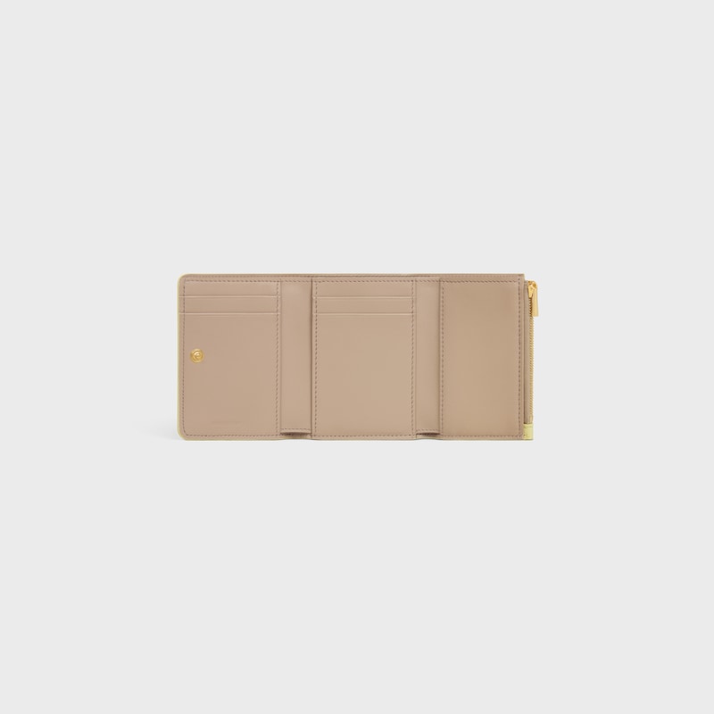 FINE WALLET TRIOMPHE STAMP IN SUPPLE GRAINED CALFSKIN - CITRUS / SAFARI - WALLETS - 1 | CELINE