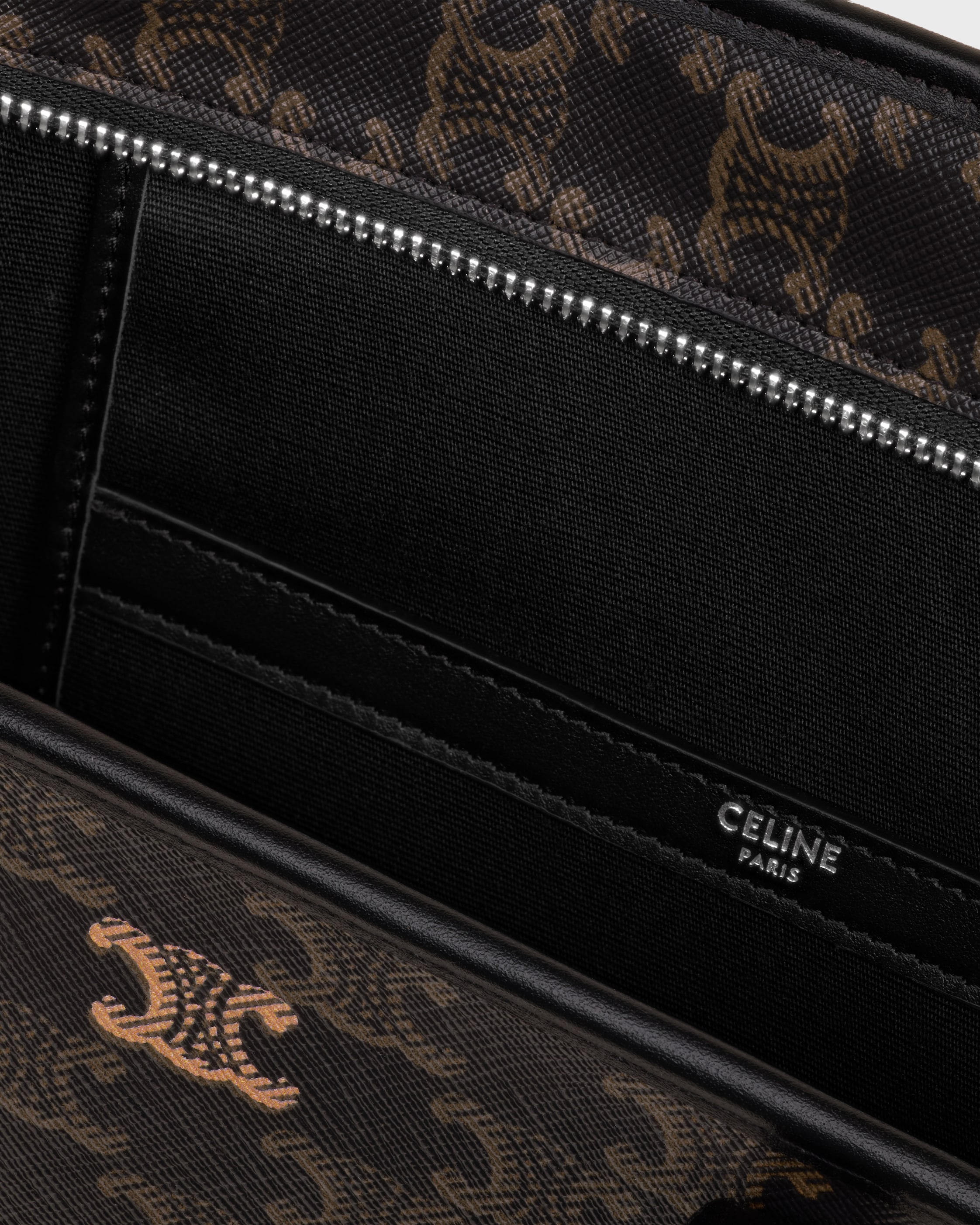 TALL CABAS IN TRIOMPHE CANVAS AND CALFSKIN - BLACK | CELINE