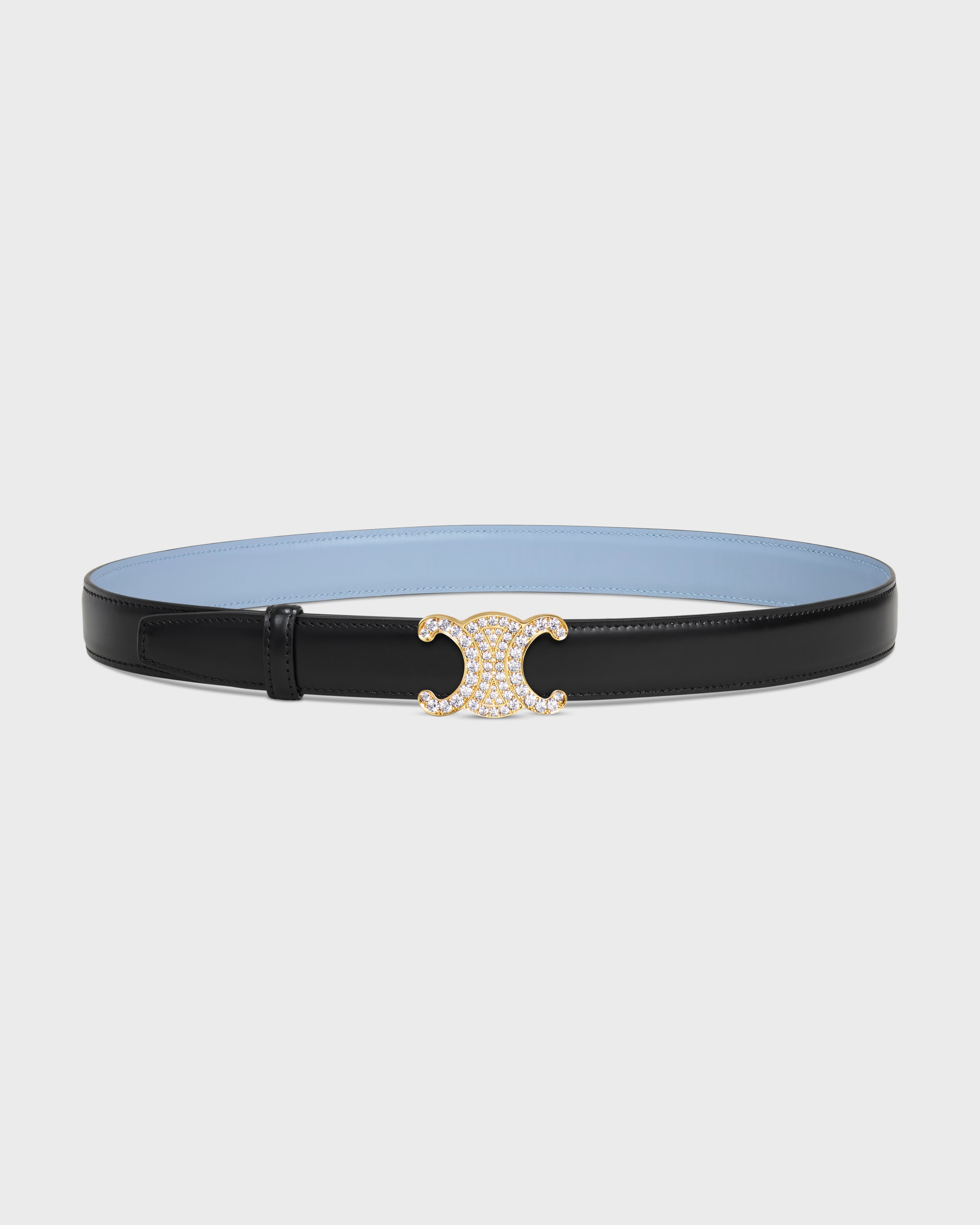 CELINE トリオンフ オーバルバックル ベルト　美品 トリオンフ バックル＆リバーシブルストラップ 25MM - ブラック