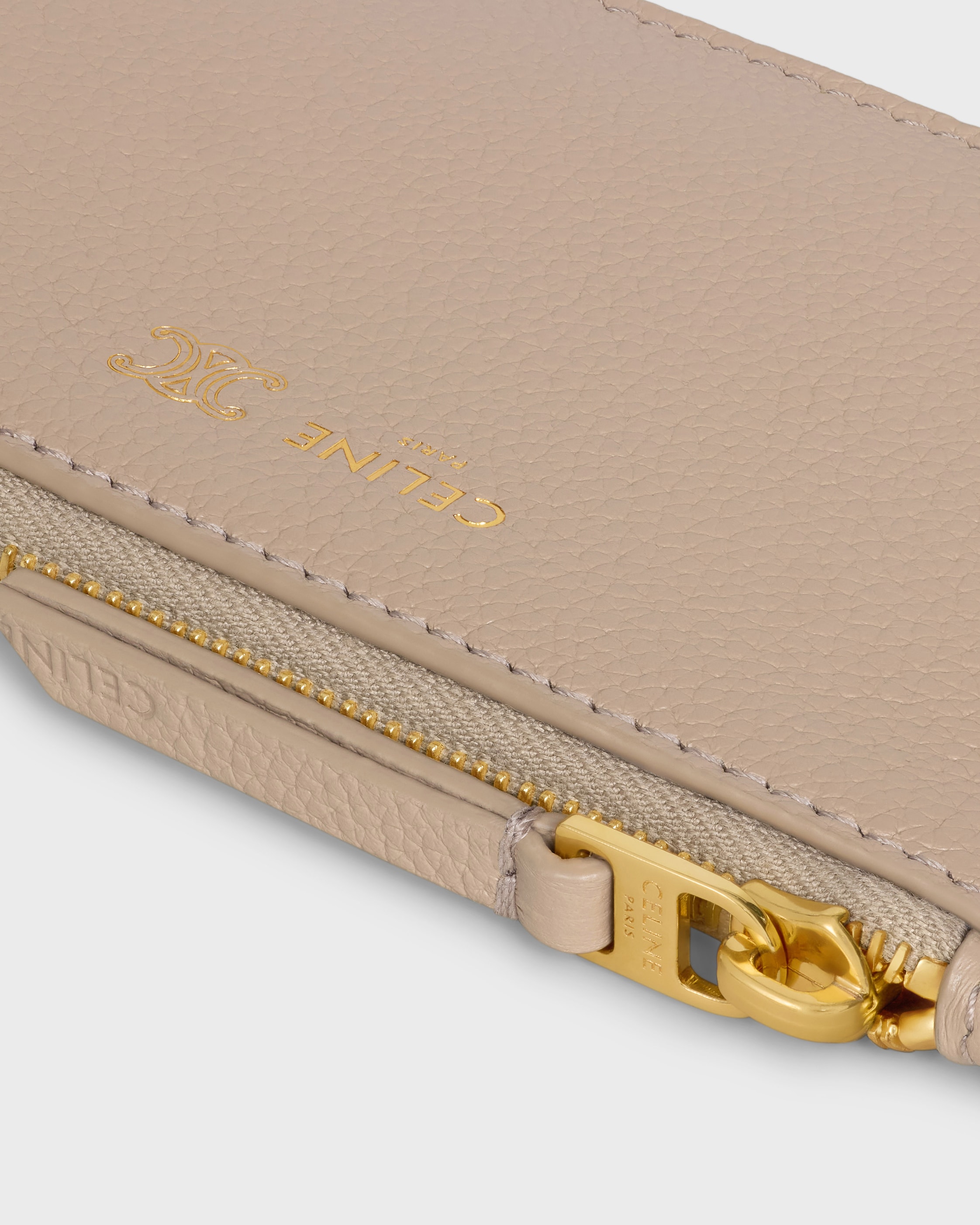 LONG ZIPPED CARD HOLDER IN SUPPLE GRAINED CALFSKIN - SAFARI