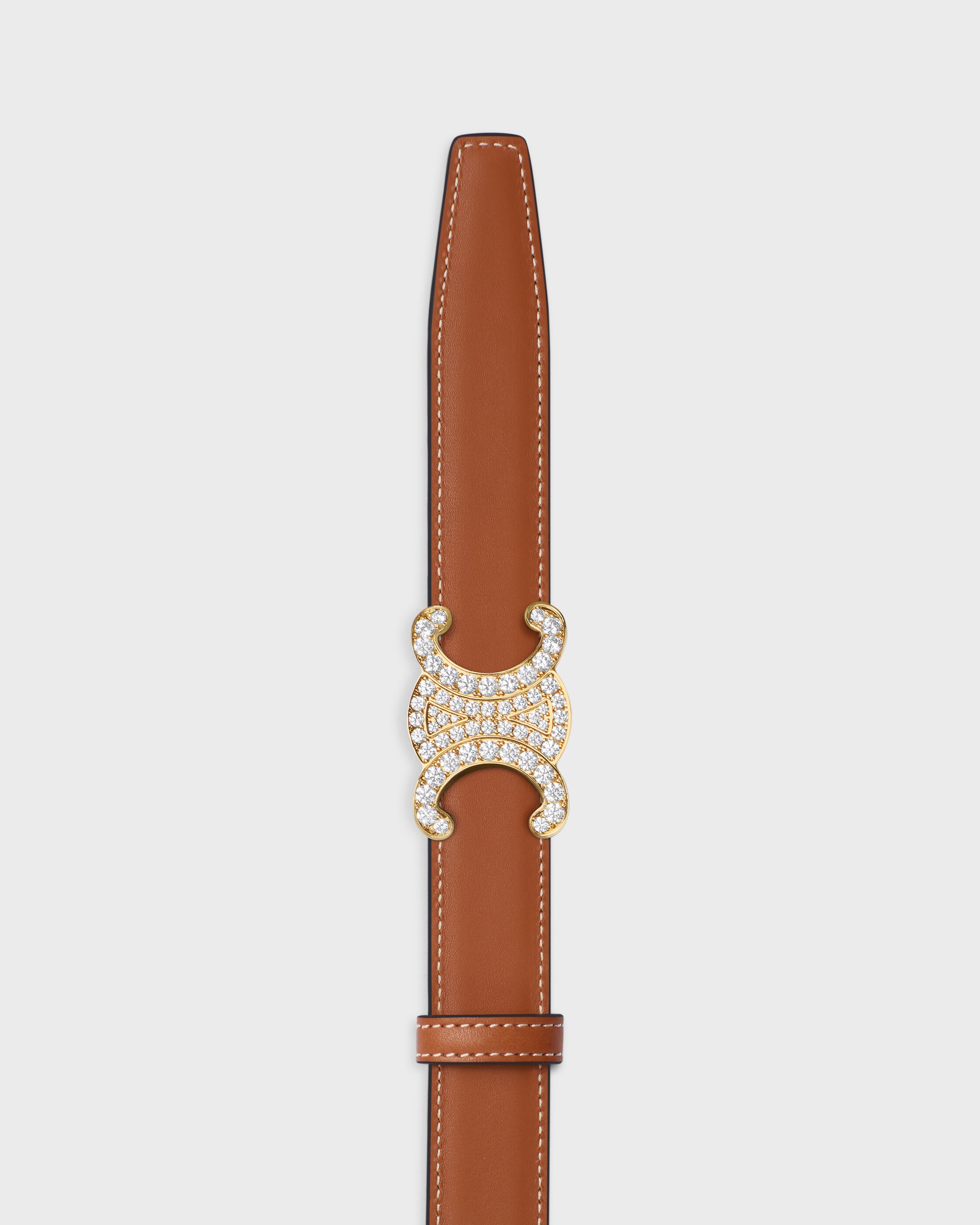 TRIOMPHE BUCKLE & REVERSIBLE STRAP 25MM - BLACK / TAN | CELINE