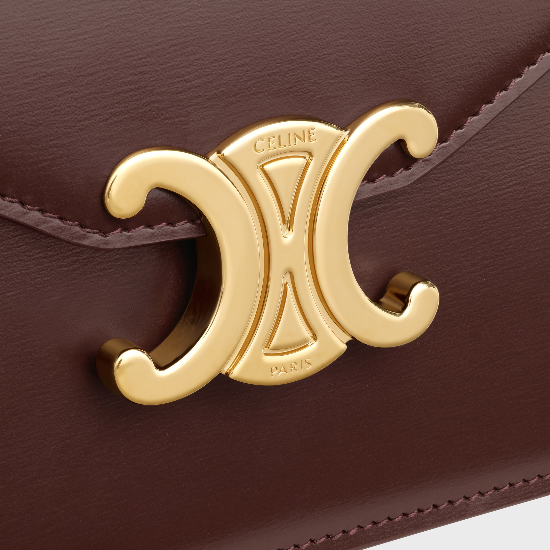 WALLET ON CHAIN MARGO IN Shiny calfskin - CHESTNUT | CELINE