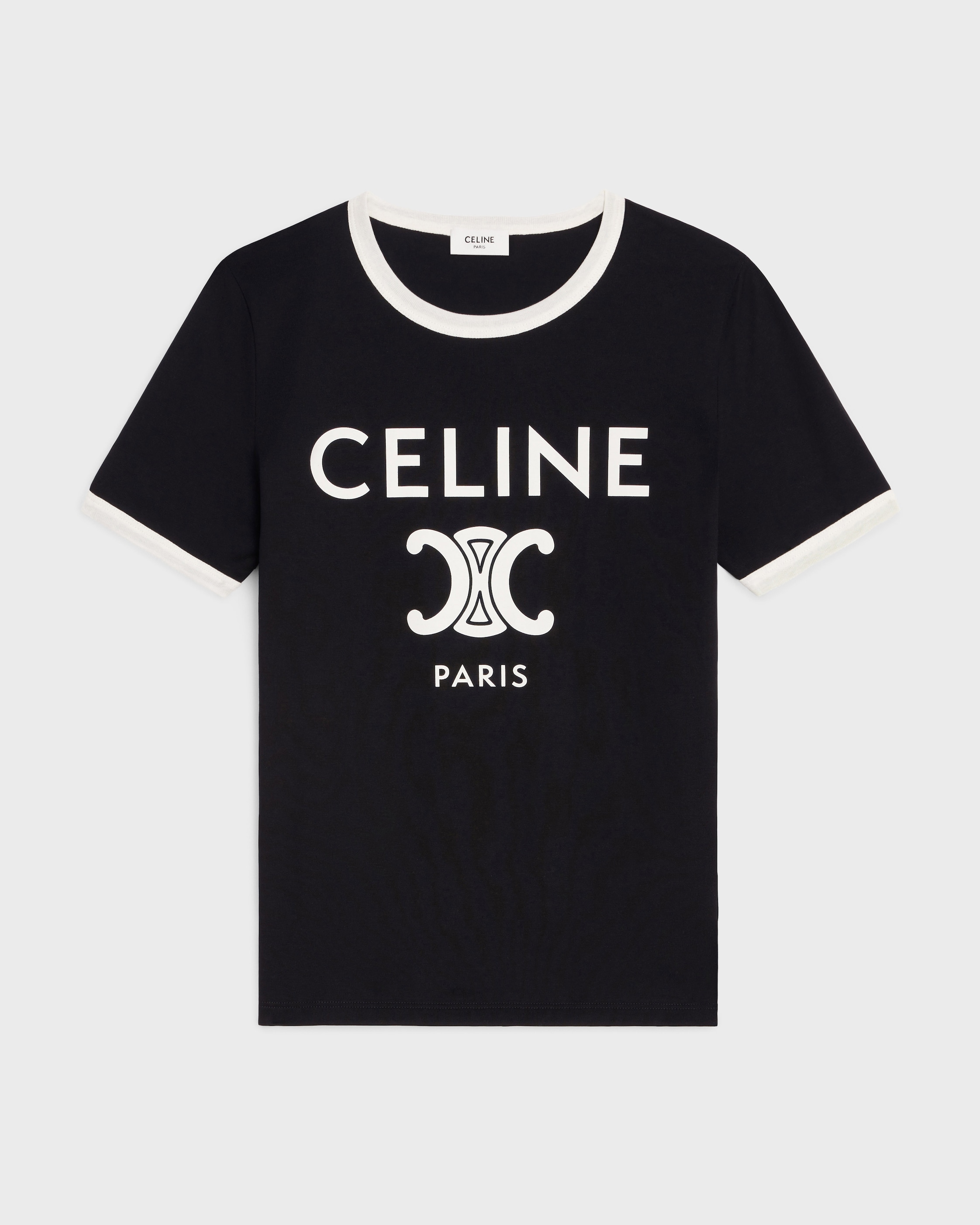 CELINE PARIS T-SHIRT IN COTTON JERSEY - BLACK / WHITE | CELINE