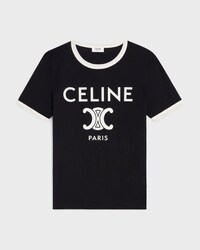 CELINE PARIS T-SHIRT IN COTTON JERSEY - BLACK / WHITE -  - 1 | CELINE