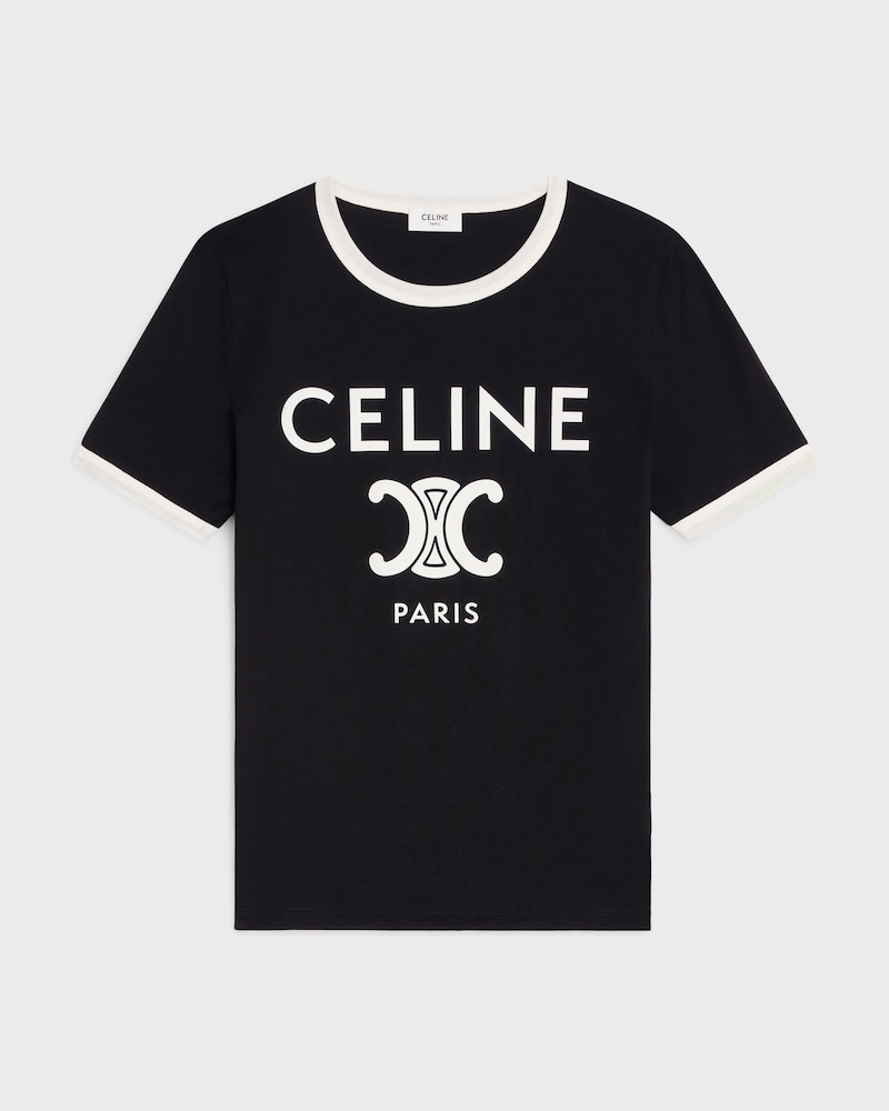 CELINE PARIS T-SHIRT IN COTTON JERSEY - BLACK / WHITE -  - 1 | CELINE