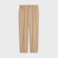 pleated trousers IN cotton twill - BRITISH BEIGE -  - 1 | CELINE