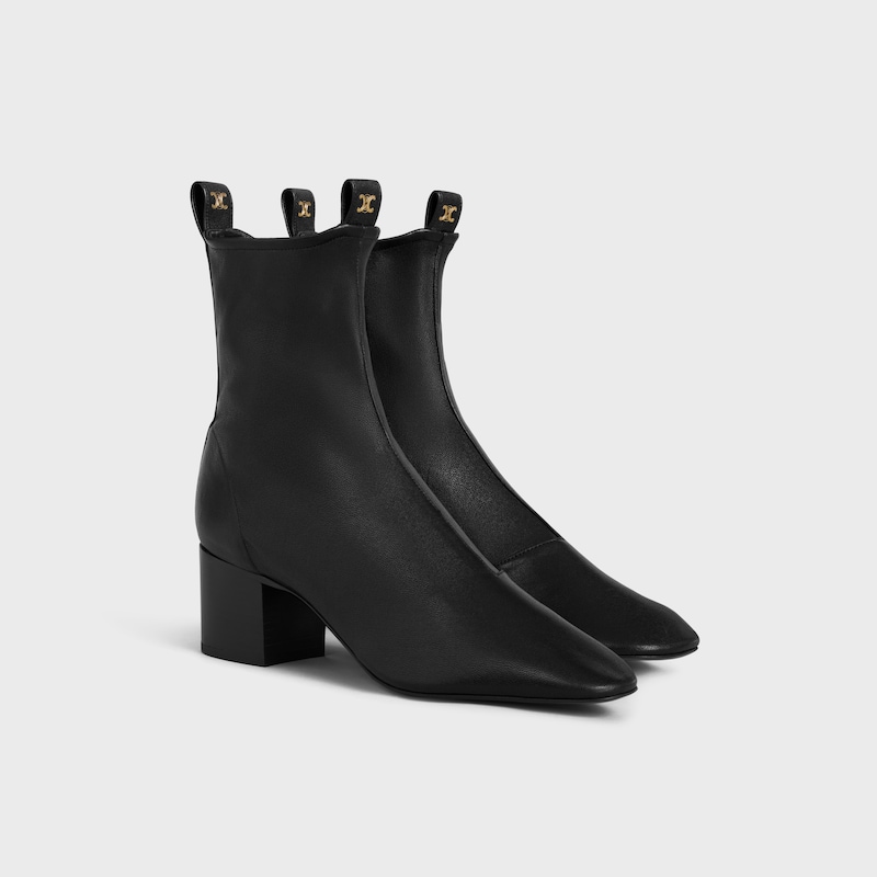 BOTAS COM FECHO DE CORRER CHERI EM COURO DE CORDEIRO ELÁSTICO - PRETO - - 1 | CELINE