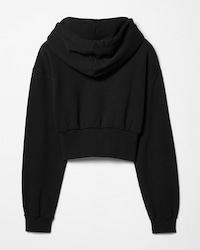 CROPPED HOODIE IN cotton fleece - BLACK / OPTIC WHITE -  - 2 | CELINE
