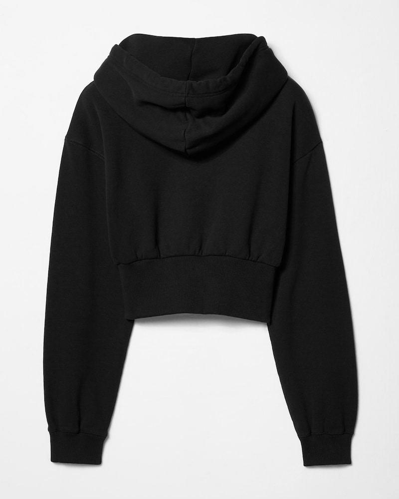 CROPPED HOODIE IN cotton fleece - BLACK / OPTIC WHITE -  - 1 | CELINE