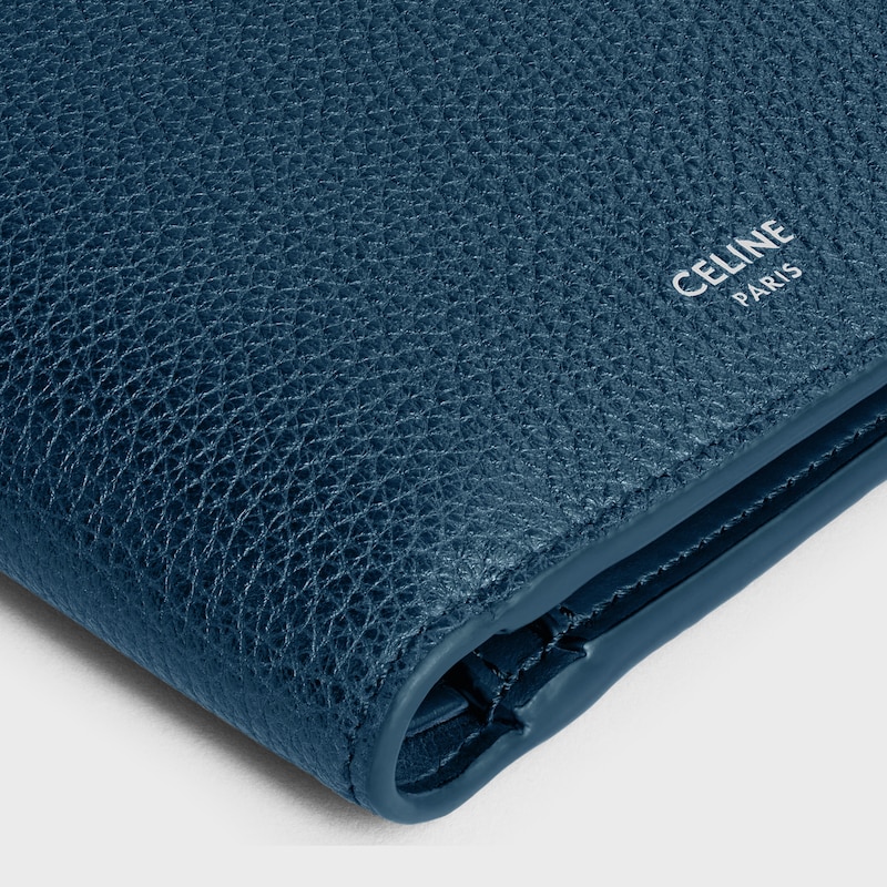 Bi-fold Wallet IN GRAINED CALFSKIN - TEAL BLUE - WALLETS - 1 | CELINE