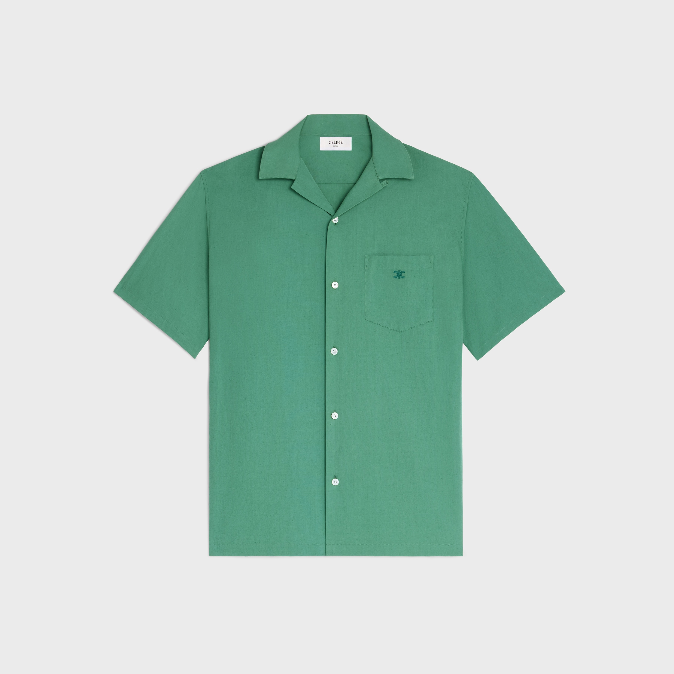 bowling shirt IN COTTON AND LINEN CLOTH - CHLOROPHYLL | CELINE