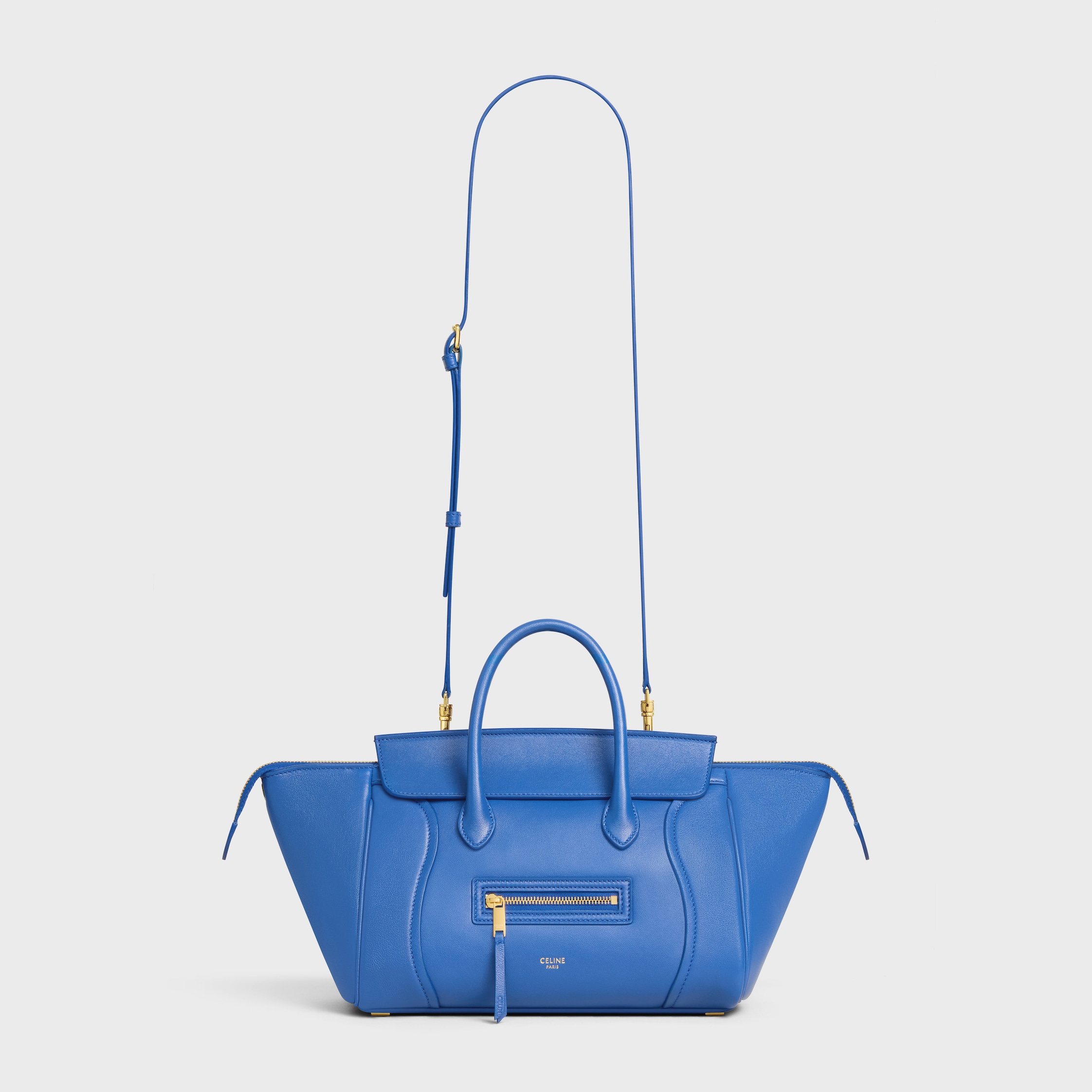LITTLE LUGGAGE IN SUPPLE SHINY LAMBSKIN - OXIDE BLUE | CELINE