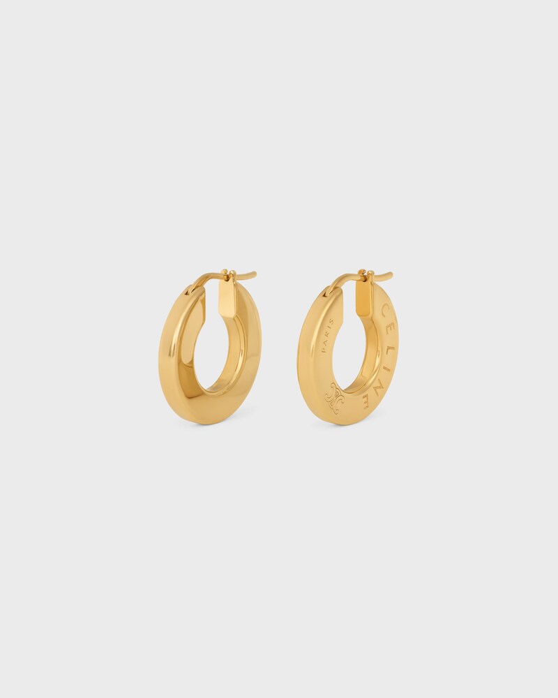 Celine Disc Hoops in Brass with Gold Finish - GOLD - EARRINGS - 1 | CELINE