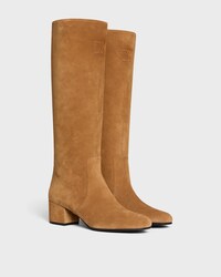 LES BOTTES CELINE TRIOMPHE HIGH BOOT IN SUEDE CALFSKIN - HAVANA -  - 2 | CELINE