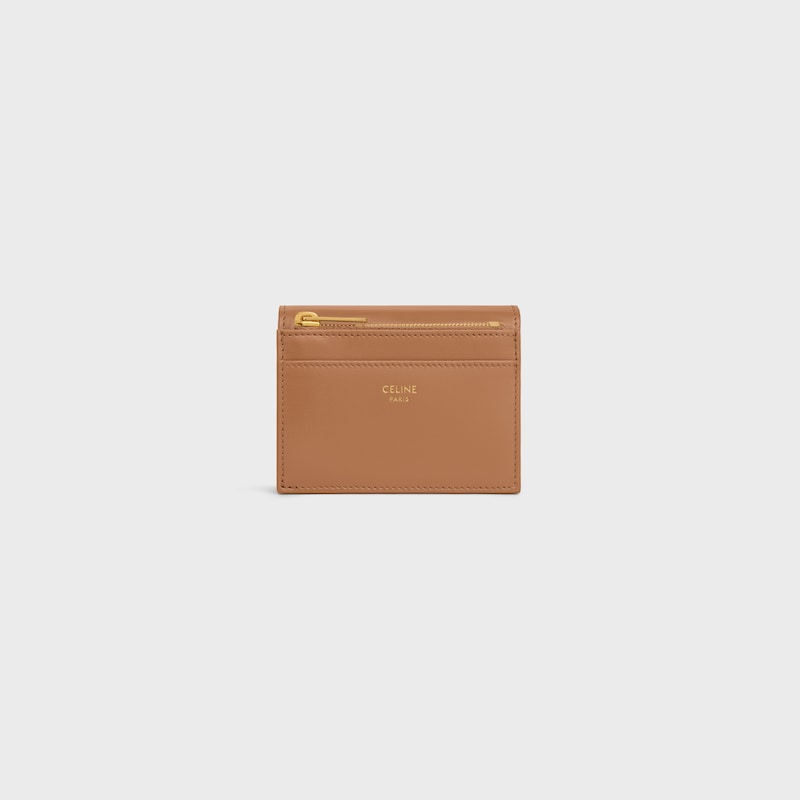 COMPACT WALLET WITH COIN TRIOMPHE in Shiny calfskin - BRONZE - COIN HOLDERS - 1 | CELINE