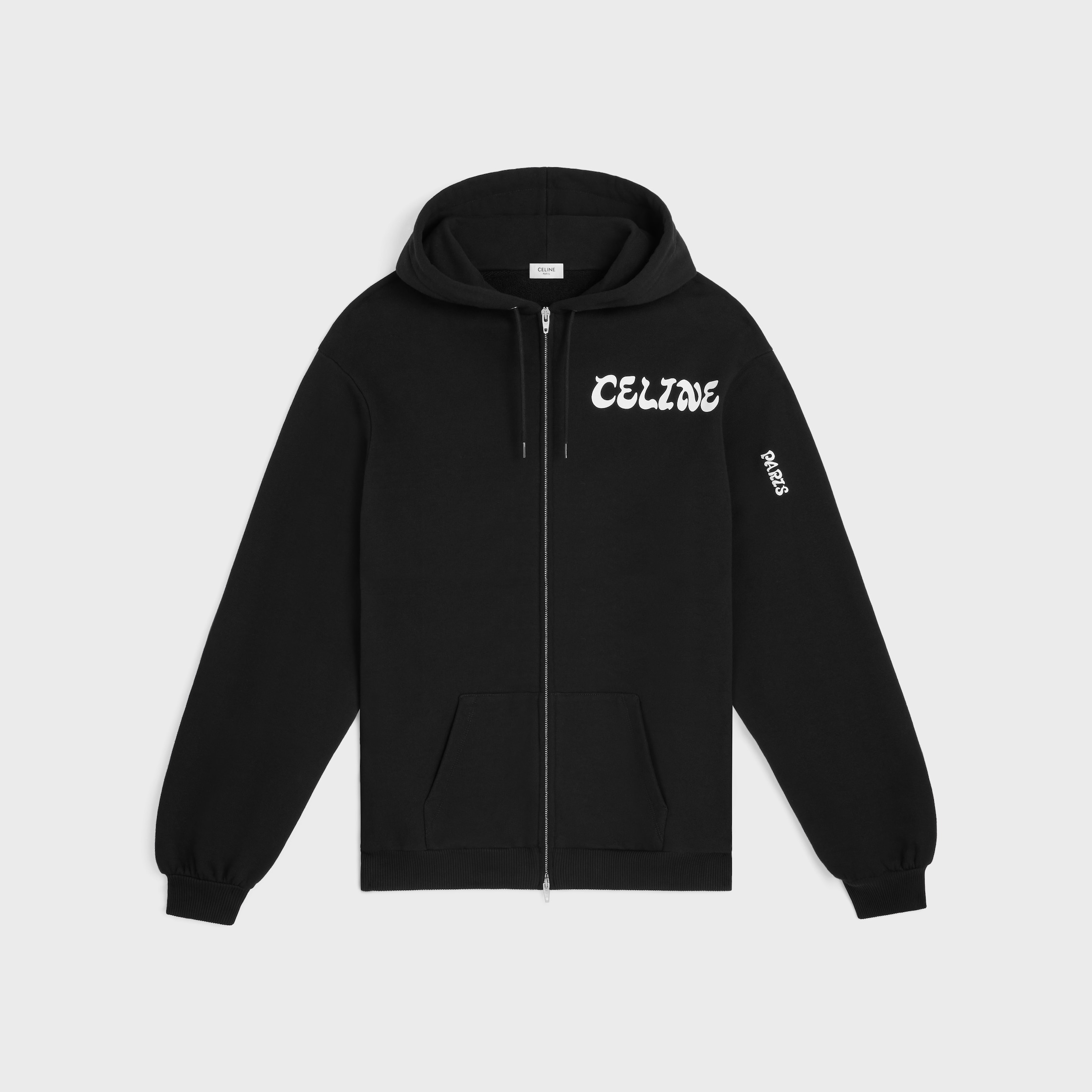 CELINE - k　CELINE フーディ / コットンフリース ブラック　セリーヌ ジップ フーディー / コットンフリース - ブラック / ホワイト | CELINE