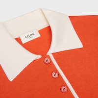 polo sweater IN fine cashmere silk - ORANGE / WHITE -  - 2 | CELINE