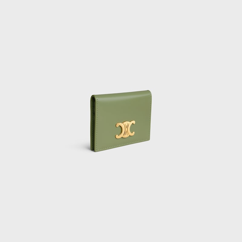 BI-FOLD CARD HOLDER TRIOMPHE IN Shiny calfskin - LIGHT KHAKI - NEW - 1 | CELINE