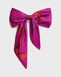 Celine Ribbon桑蠶絲及鋼大號髮夾 - 玫红色/红色 - 髮飾 - 1 | CELINE