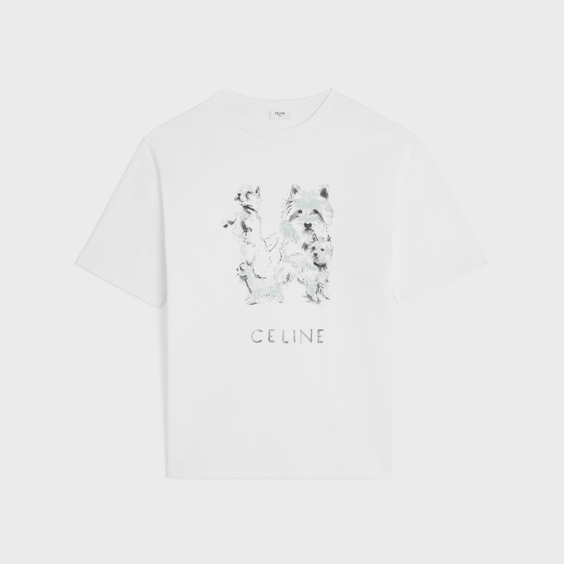 寬大型T恤 - 螢光白 / 灰色 -  - 1 | CELINE