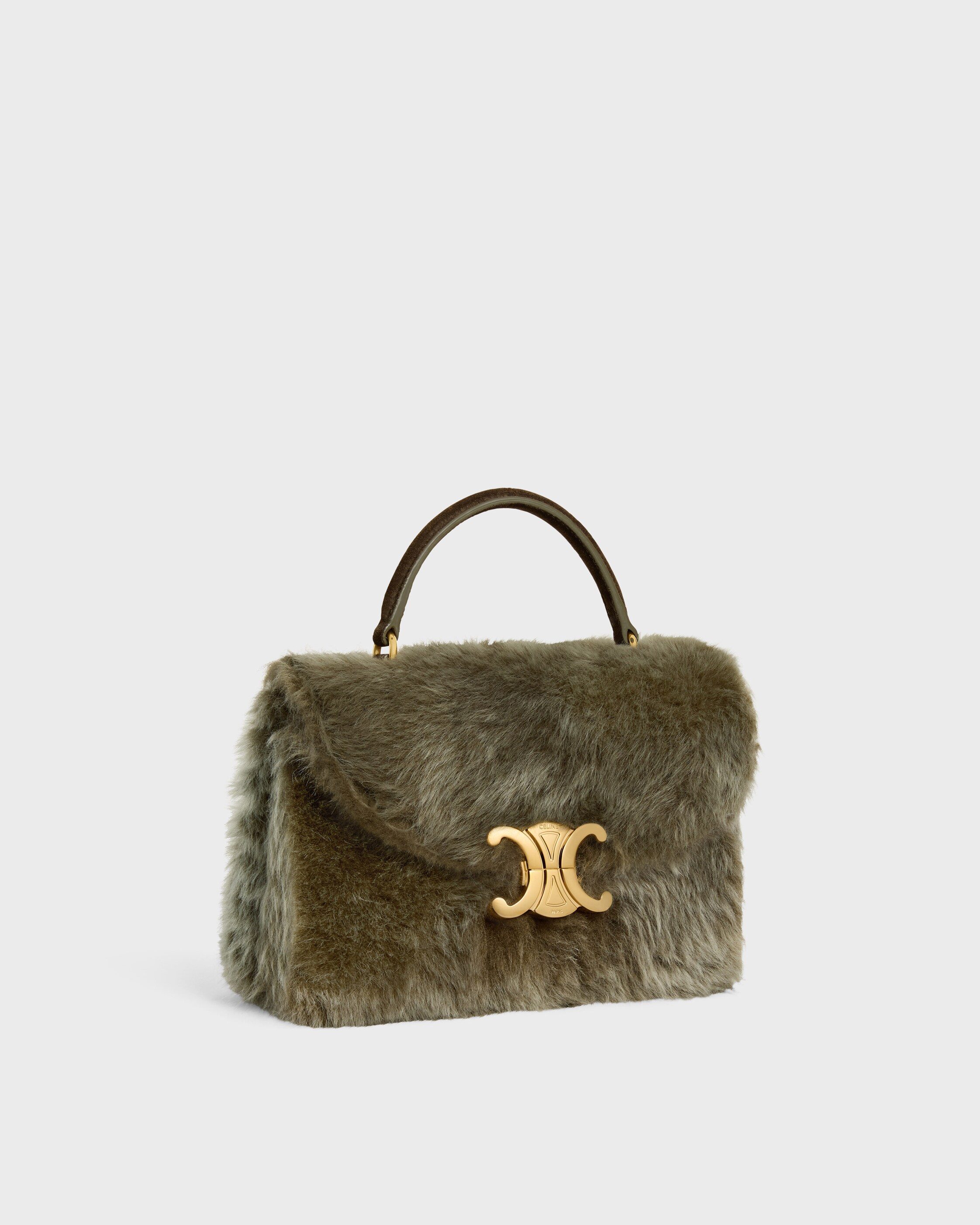 TEEN NINO BAG IN SHEARLING AND SUEDE CALFSKIN - GOLDEN KHAKI | CELINE