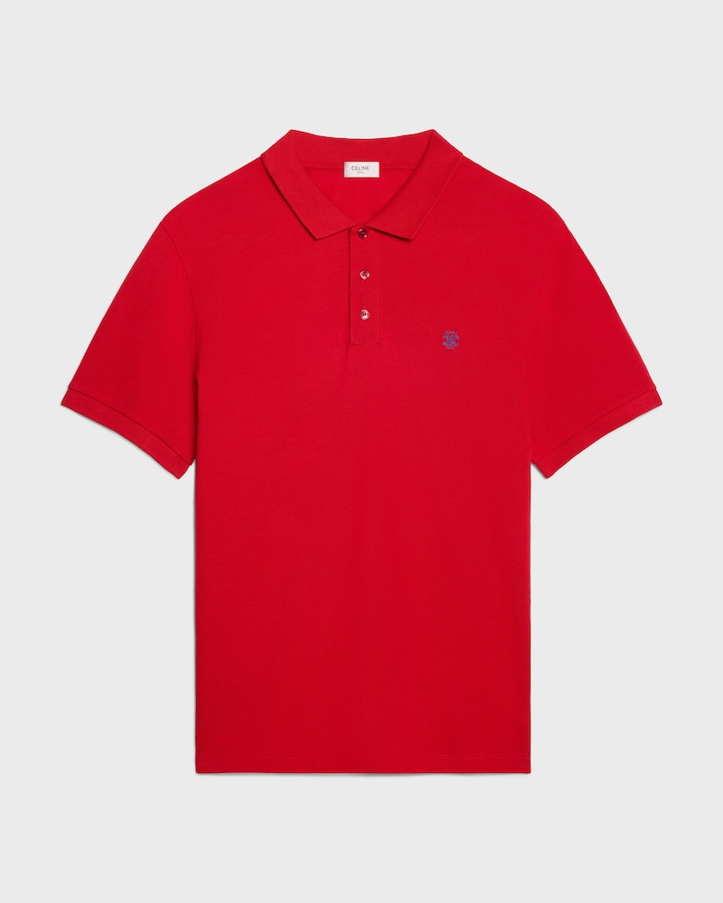 polo shirt IN PIQUE COTTON JERSEY - ROUGE / BLEU -  - 1 | CELINE