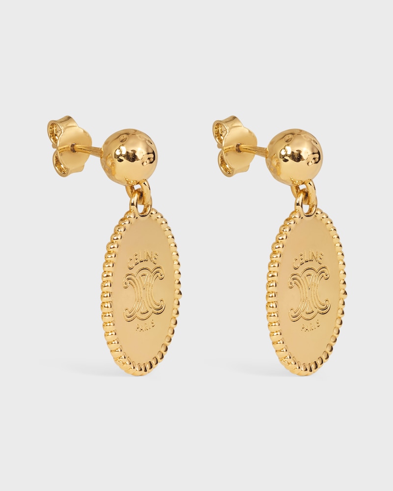 PENDIENTES DE MEDALLA TRIOMPHE DE LATÓN CON ACABADO DORADO - DORADO - PENDIENTES - 1 | CELINE